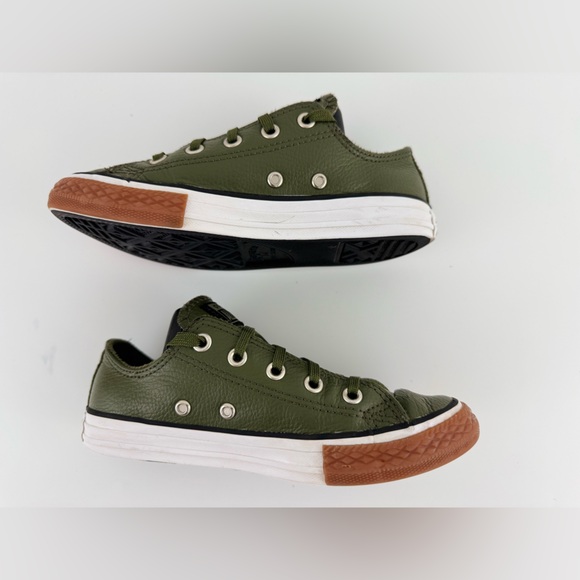 Converse Chuck Taylor Junior Ox Olive Green Leather Low Top Sneakers, US Size 1 - Picture 5 of 12